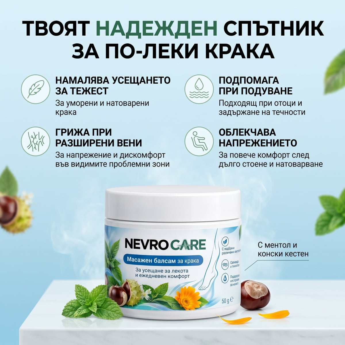 NevroCare – Балсам за комфорт при разширени вени